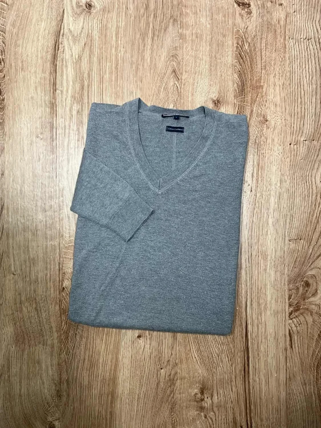 Pull Tommy Hilfiger V-neck Femme S coton cashmere Gris